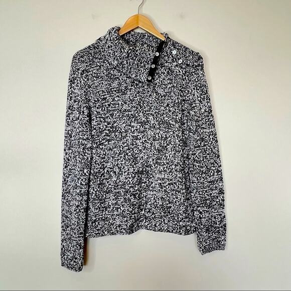 Jones New York Country sweater M gray heather split collar pullover - Picture 8 of 8